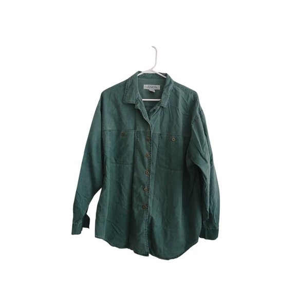 Venezia Womens 18/20 Green Button Down Shirt Long Sleeve Casual 90s Grunge - Picture 1 of 4